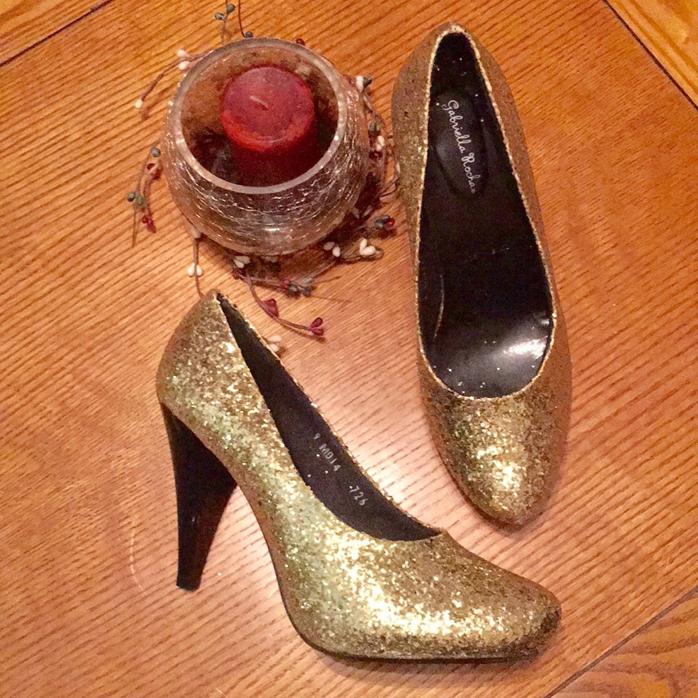 Gold Glitter Heels